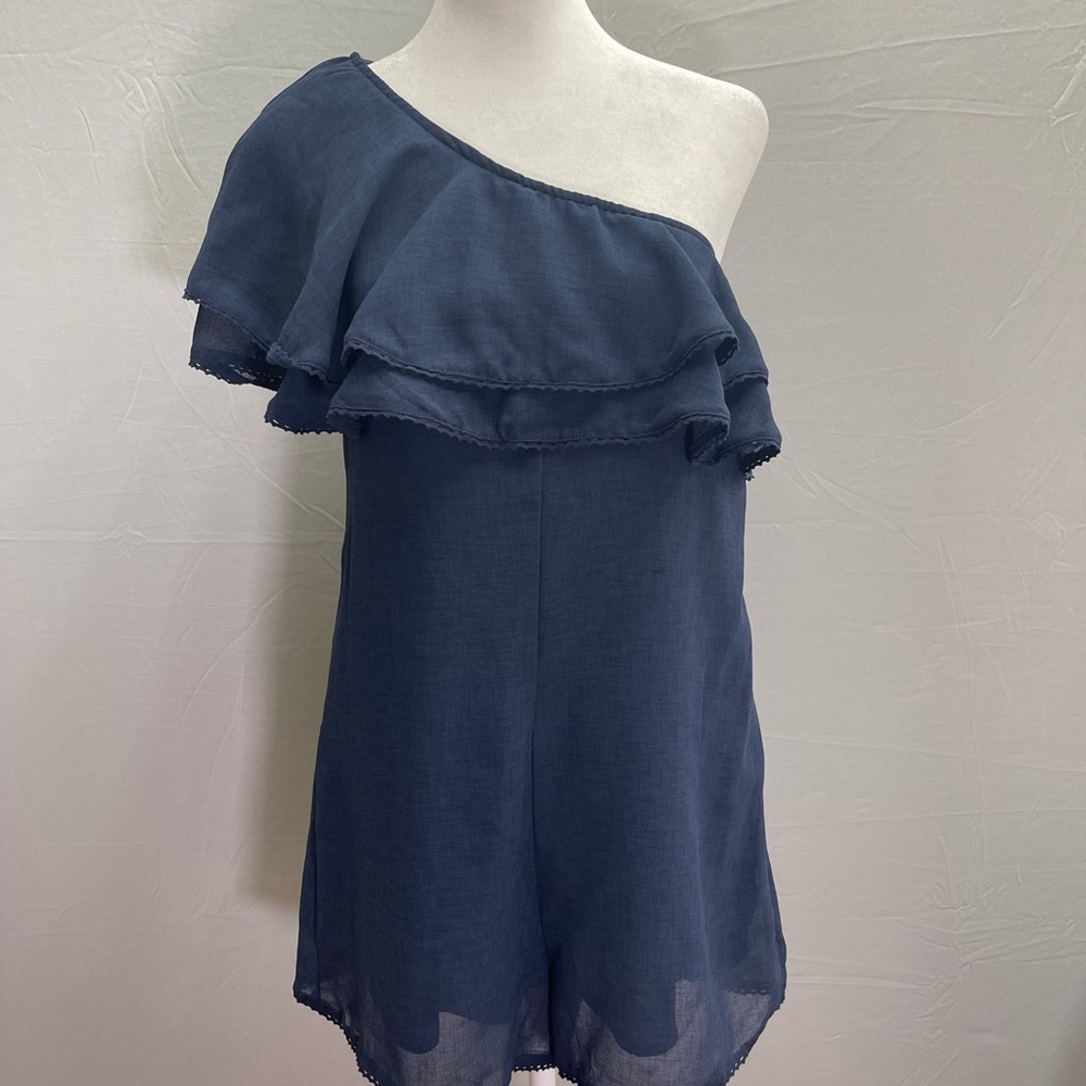 Honey Belle Navy Blue Ruffle Romper